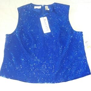Oleg Cassini blue beaded top